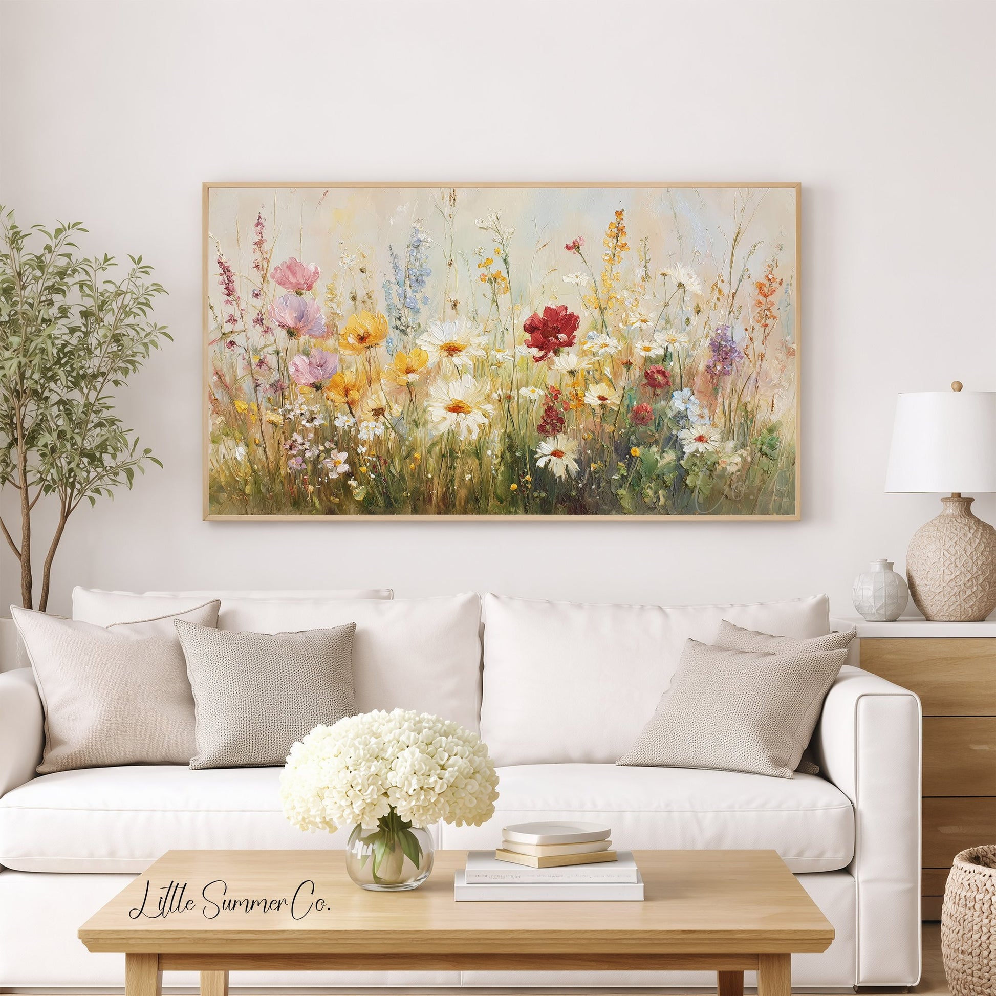 Wildflower Meadow Bloom Frame TV Art displayed on a TV