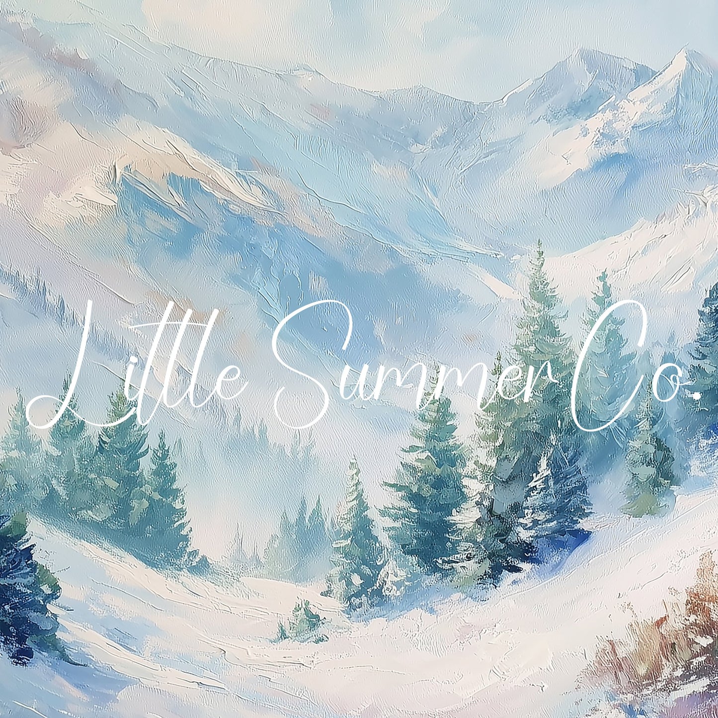 Snowy Mountain Pine Forest Frame TV Art displayed on a TV