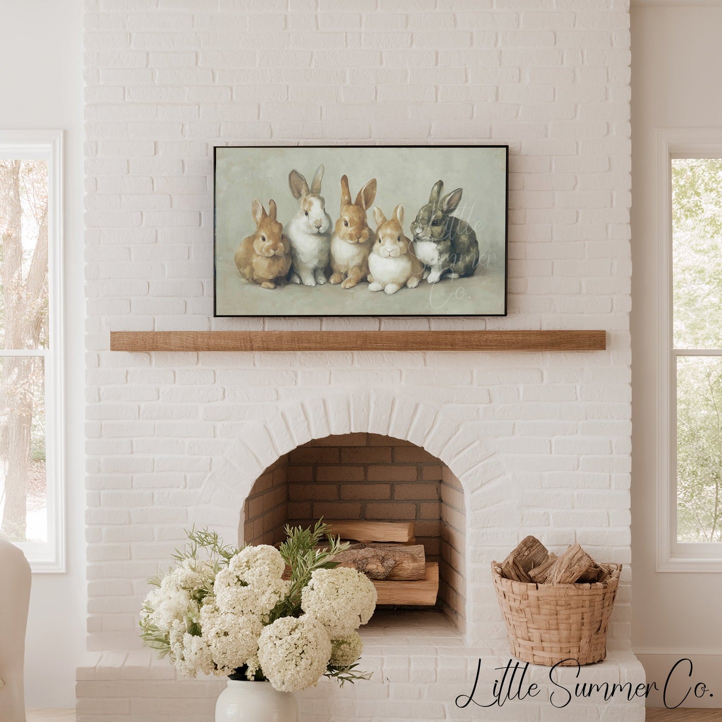 Bunny Family Frame TV Art displayed on a TV