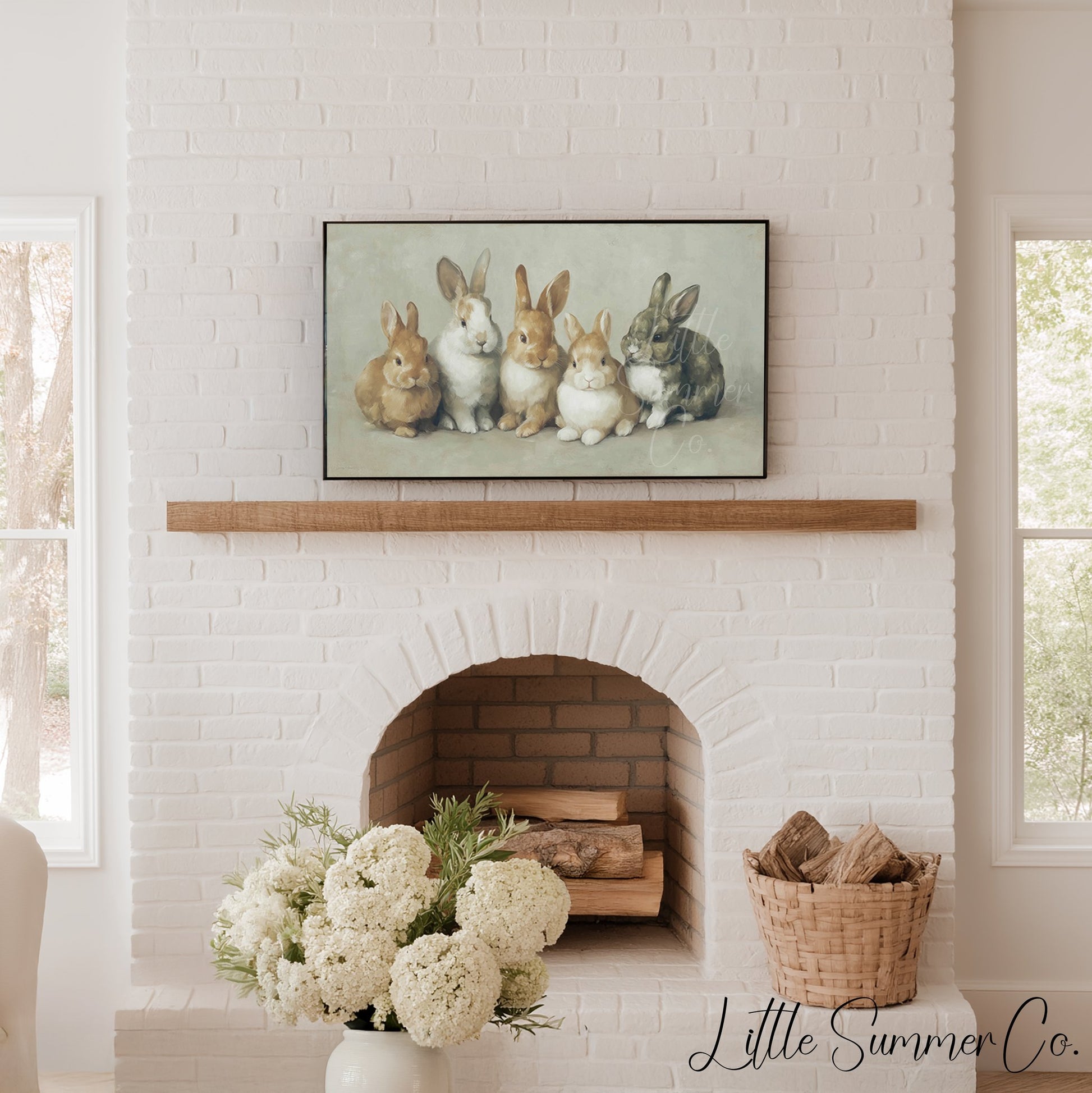 Bunny Family Frame TV Art displayed on a TV
