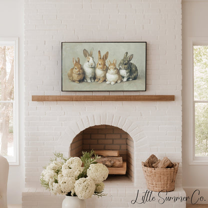 Bunny Family Frame TV Art displayed on a TV