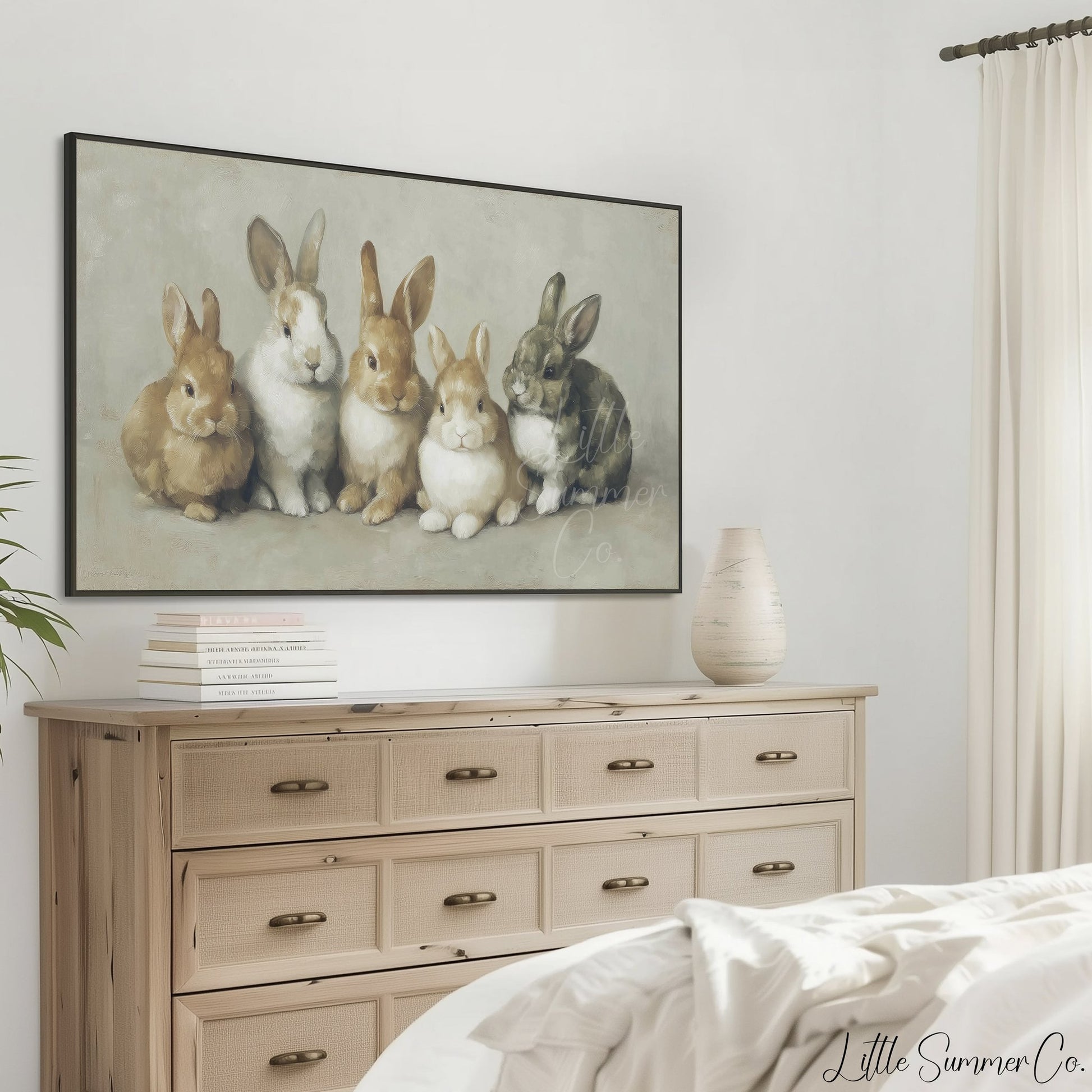 Bunny Family Frame TV Art displayed on a TV