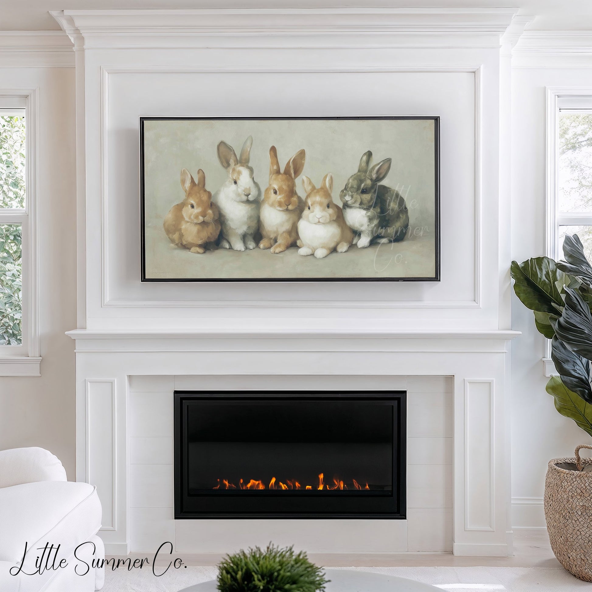 Bunny Family Frame TV Art displayed on a TV