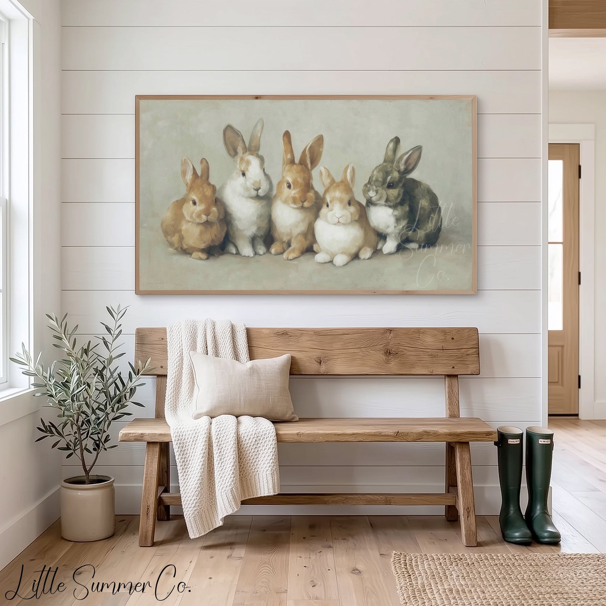 Bunny Family Frame TV Art displayed on a TV