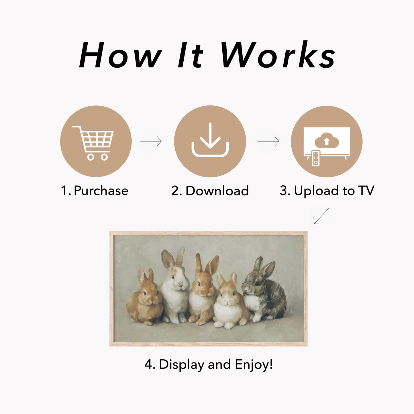 Bunny Family Frame TV Art displayed on a TV