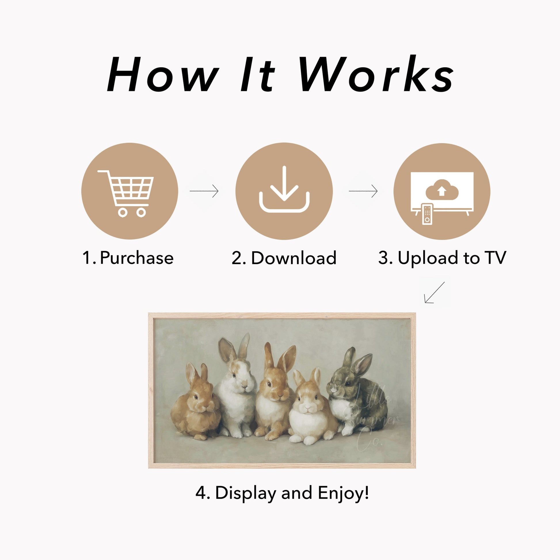 Bunny Family Frame TV Art displayed on a TV