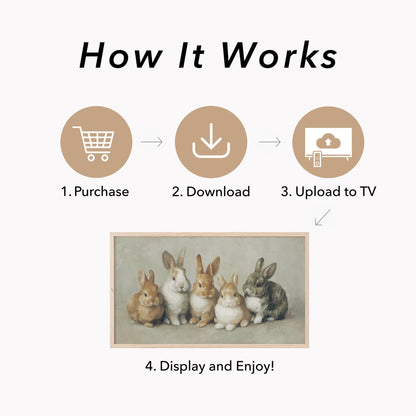 Bunny Family Frame TV Art displayed on a TV