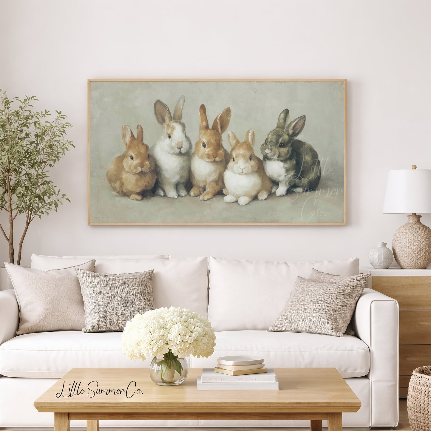 Bunny Family Frame TV Art displayed on a TV