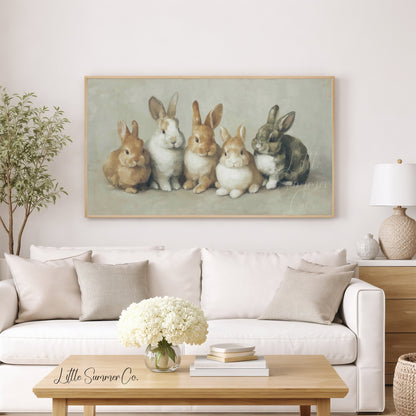 Bunny Family Frame TV Art displayed on a TV