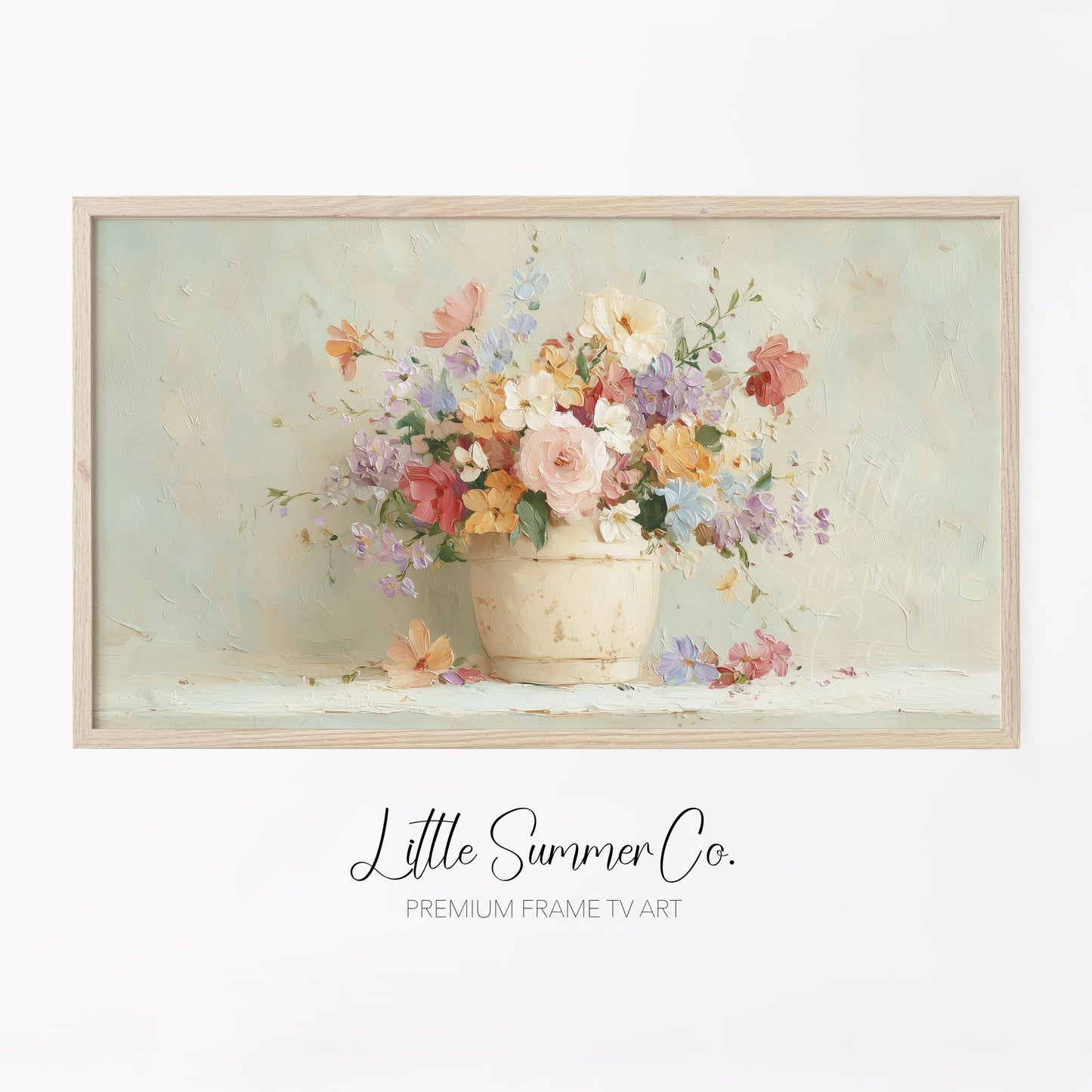 Pastel Bouquet Frame TV Art displayed on a TV