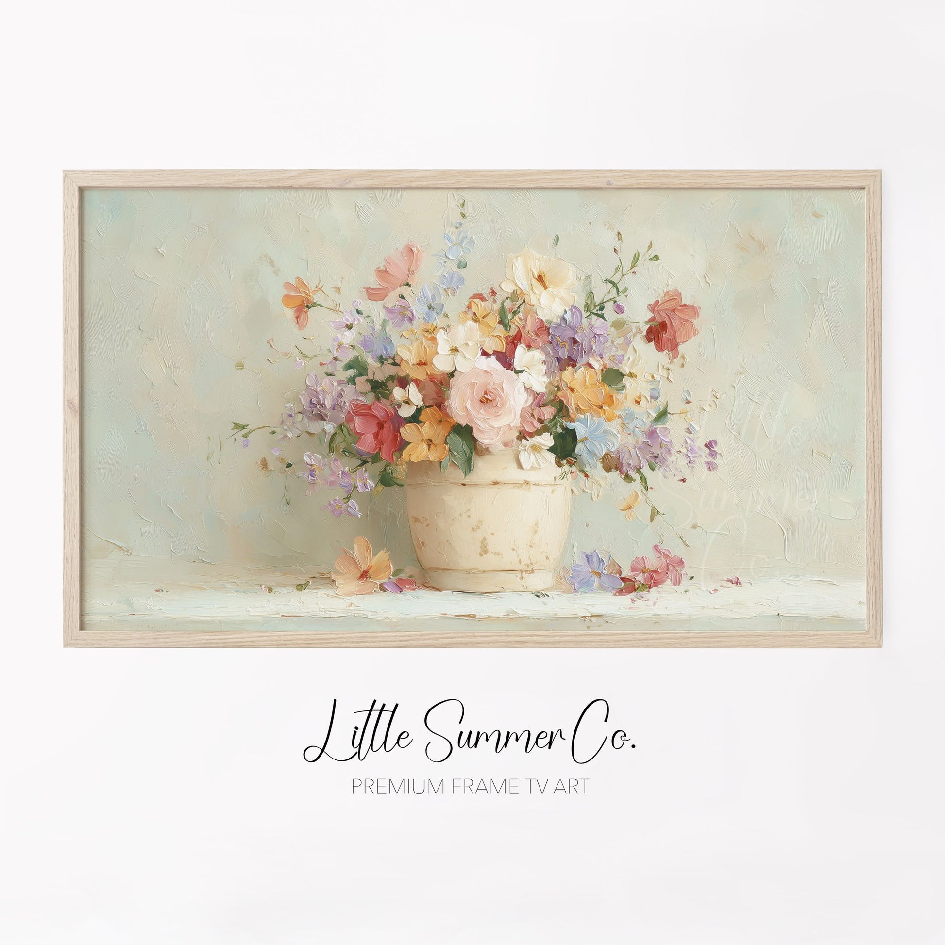 Pastel Bouquet Frame TV Art displayed on a TV