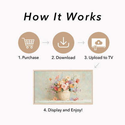 Pastel Bouquet Frame TV Art displayed on a TV