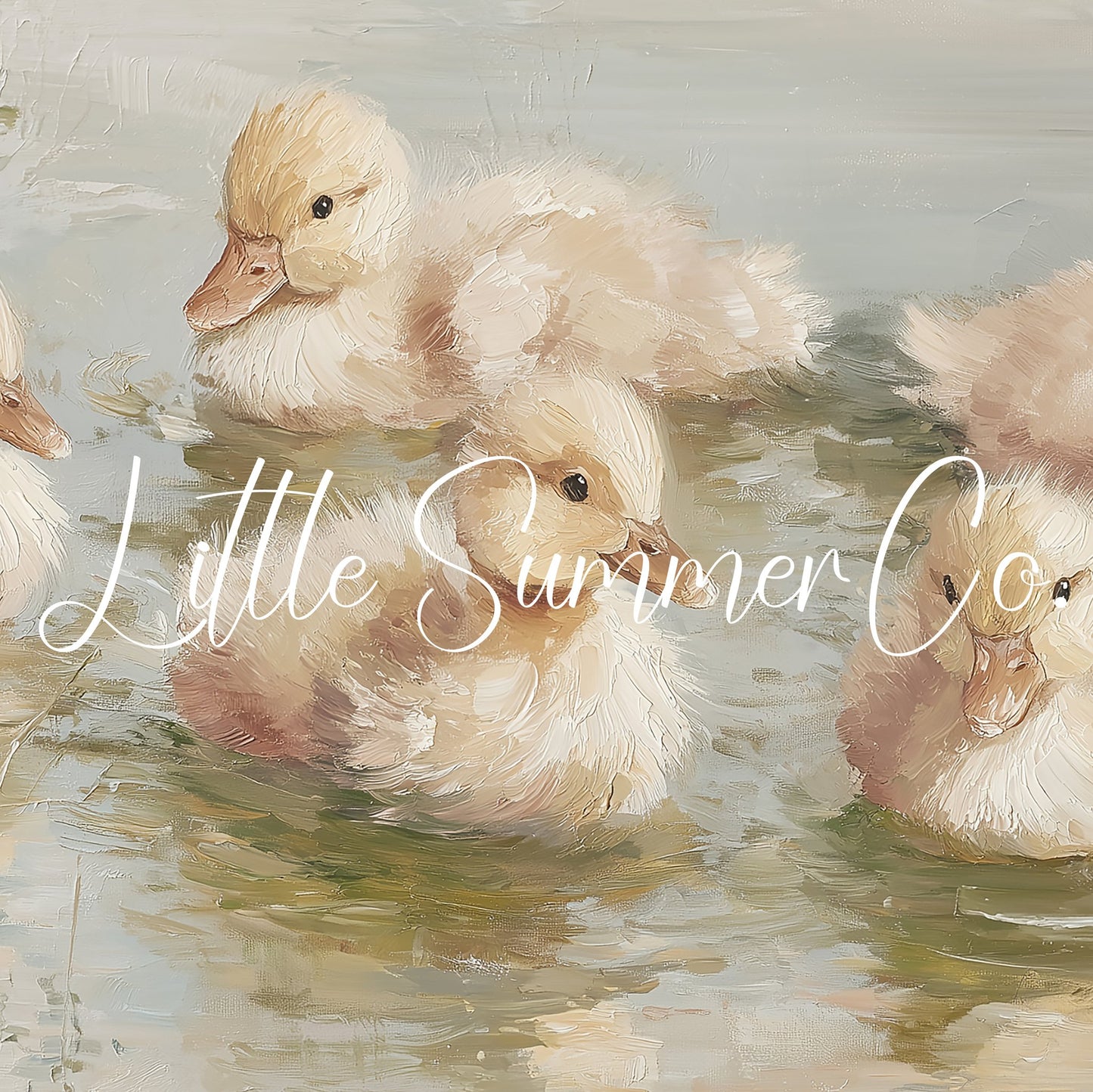 Baby Ducklings Swimming Frame TV Art displayed on a TV