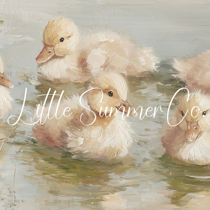 Baby Ducklings Swimming Frame TV Art displayed on a TV