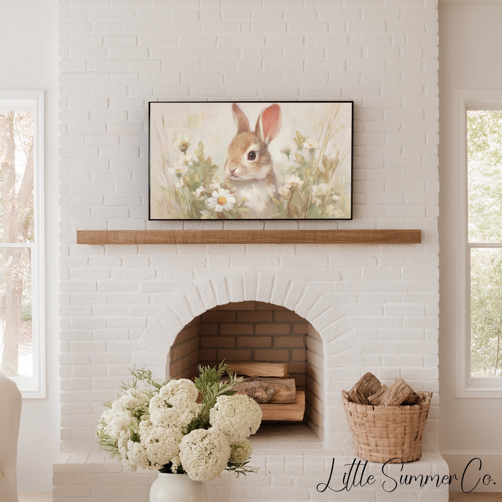 Daisy Bunny Frame TV Art displayed on a TV