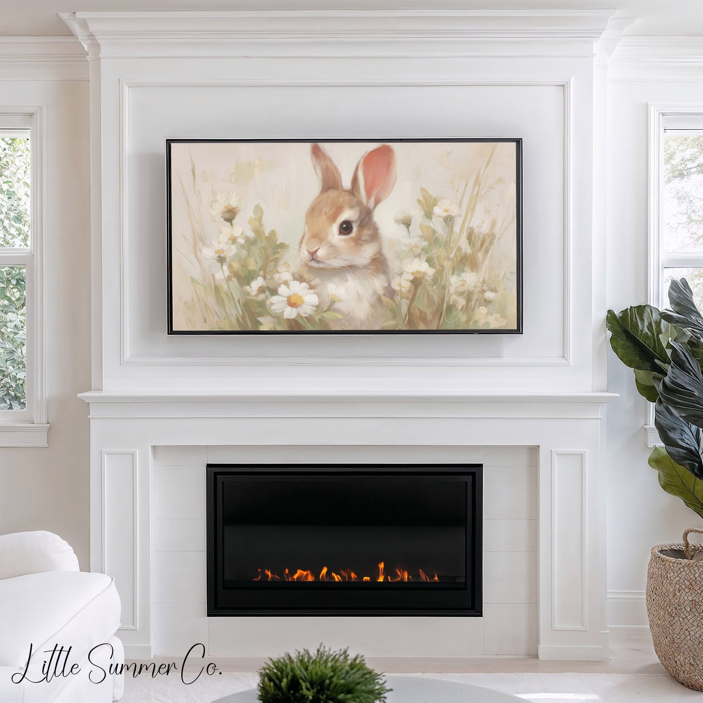 Daisy Bunny Frame TV Art displayed on a TV