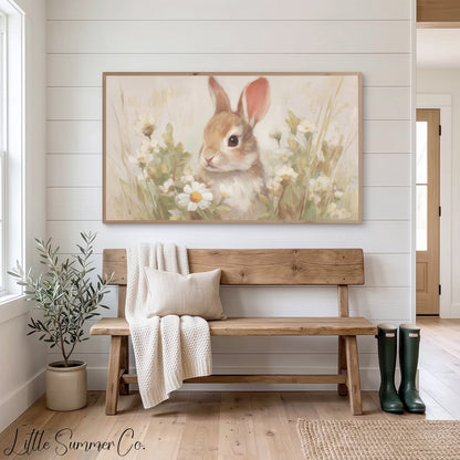 Daisy Bunny Frame TV Art displayed on a TV