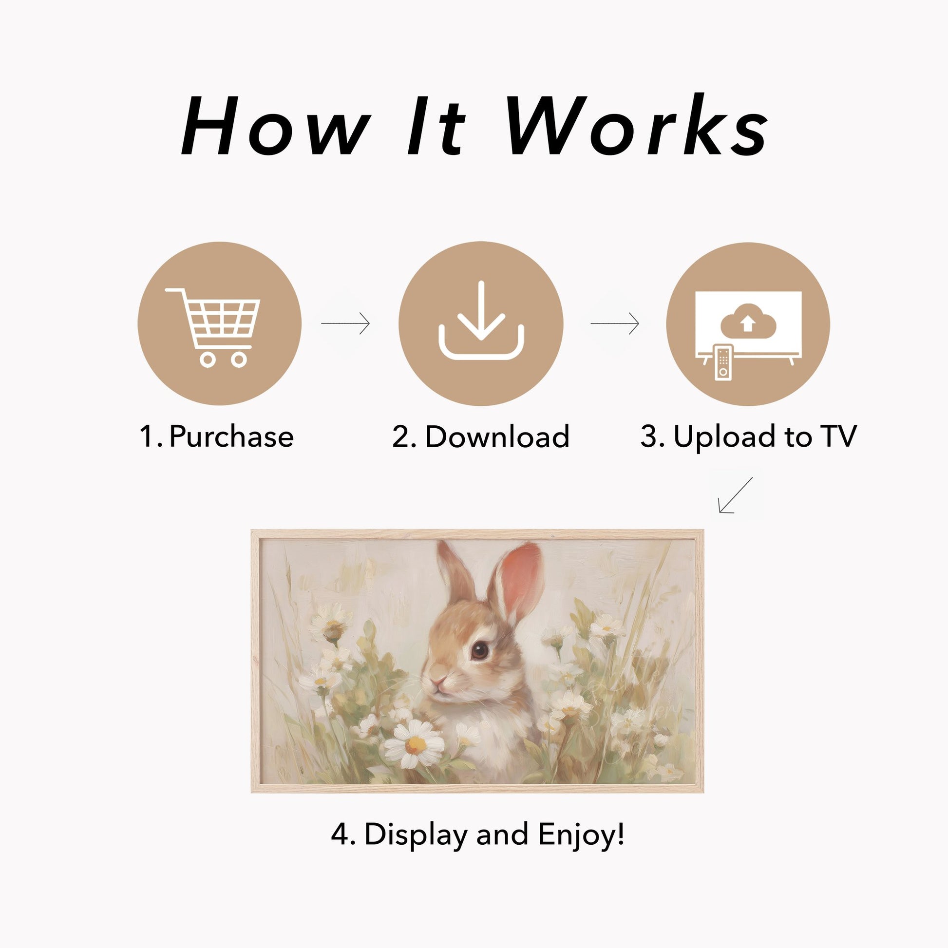 Daisy Bunny Frame TV Art displayed on a TV