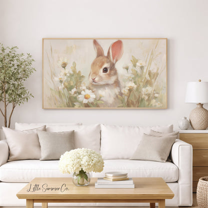 Daisy Bunny Frame TV Art displayed on a TV