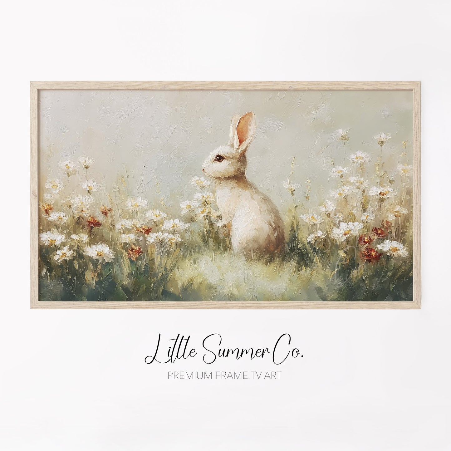 Meadow Bunny Frame TV Art displayed on a TV