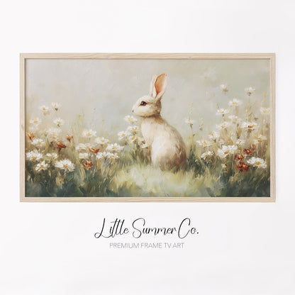 Meadow Bunny Frame TV Art displayed on a TV