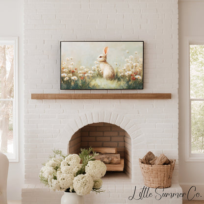 Meadow Bunny Frame TV Art displayed on a TV
