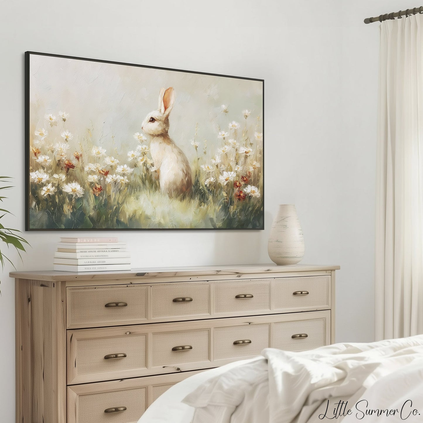 Meadow Bunny Frame TV Art displayed on a TV