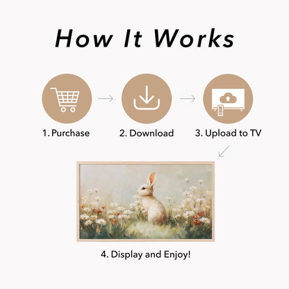 Meadow Bunny Frame TV Art displayed on a TV