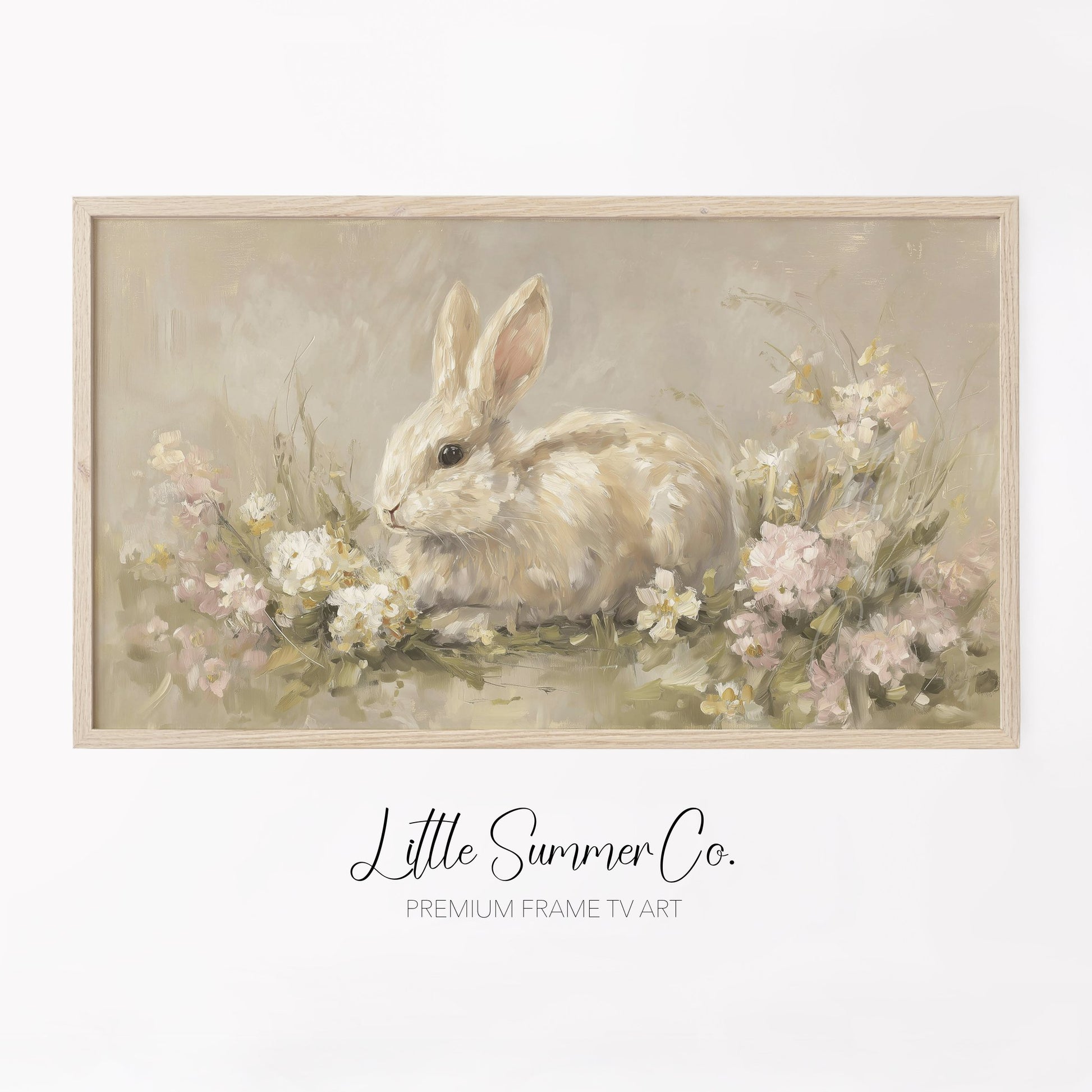Garden Bunny Frame TV Art displayed on a TV