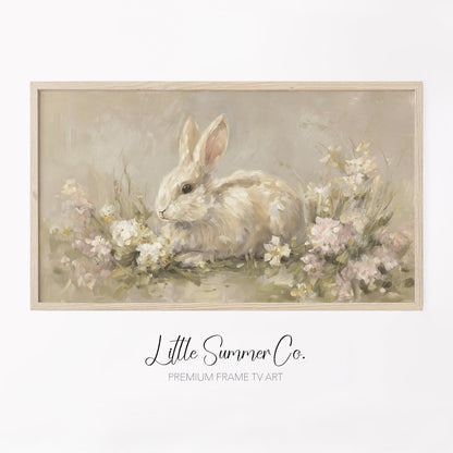 Garden Bunny Frame TV Art displayed on a TV