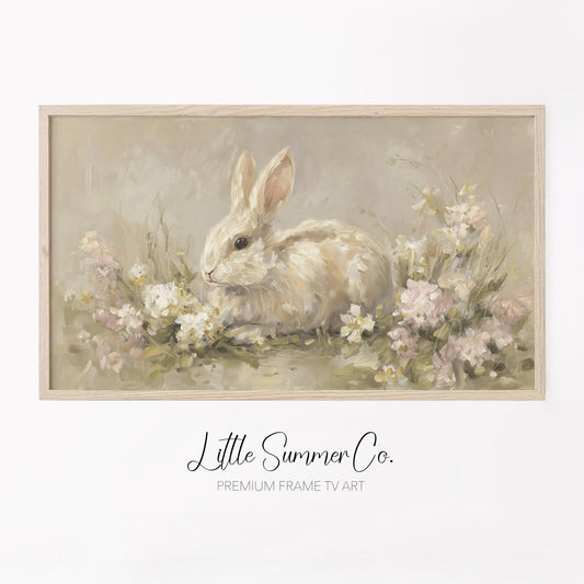 Garden Bunny Frame TV Art displayed on a TV