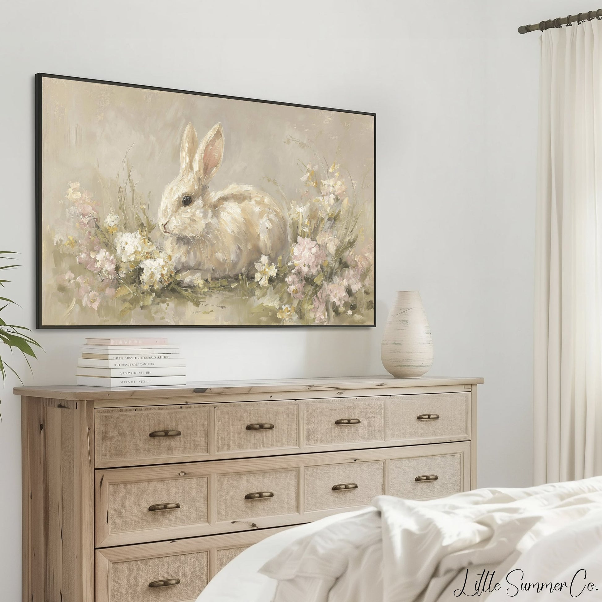 Garden Bunny Frame TV Art displayed on a TV