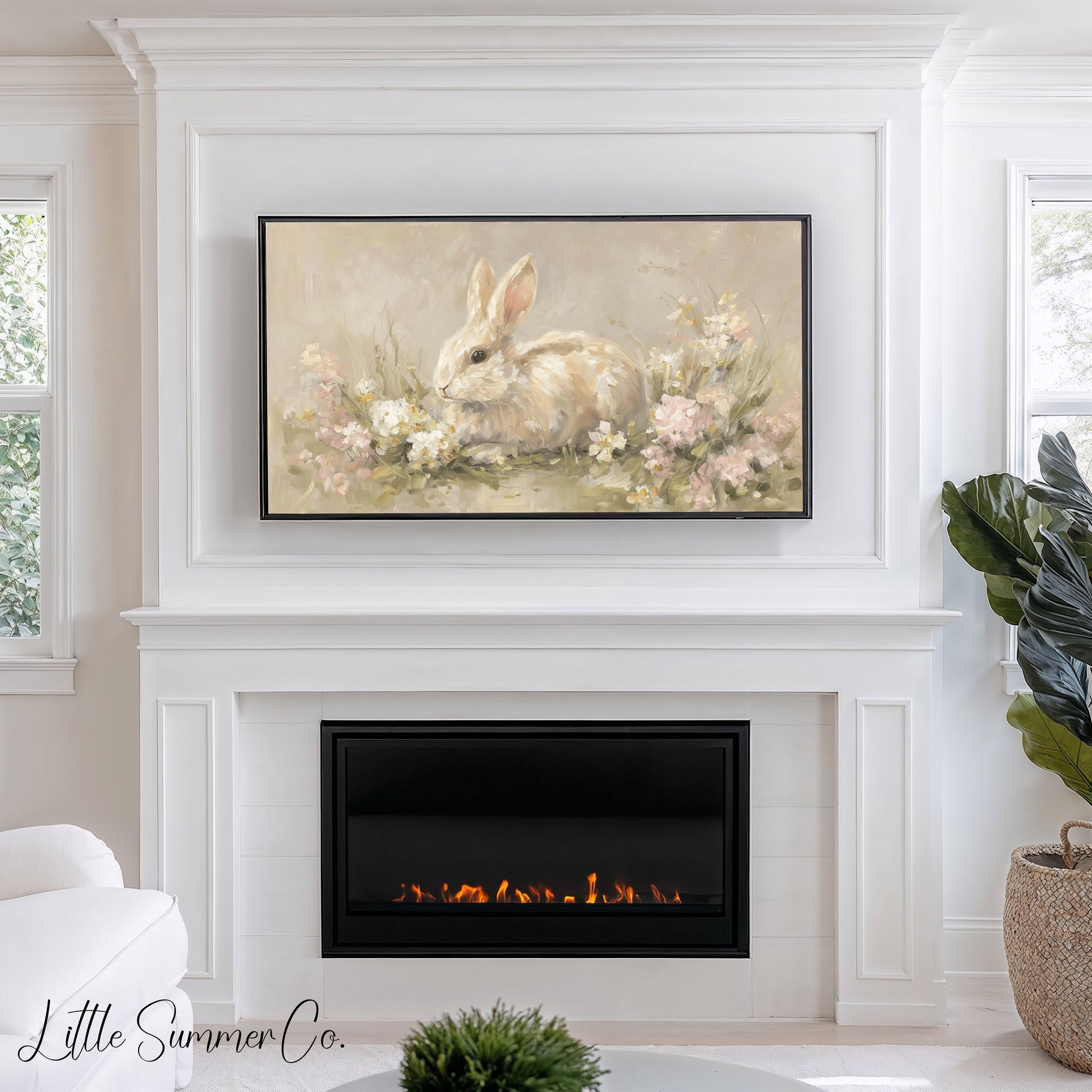 Garden Bunny Frame TV Art displayed on a TV