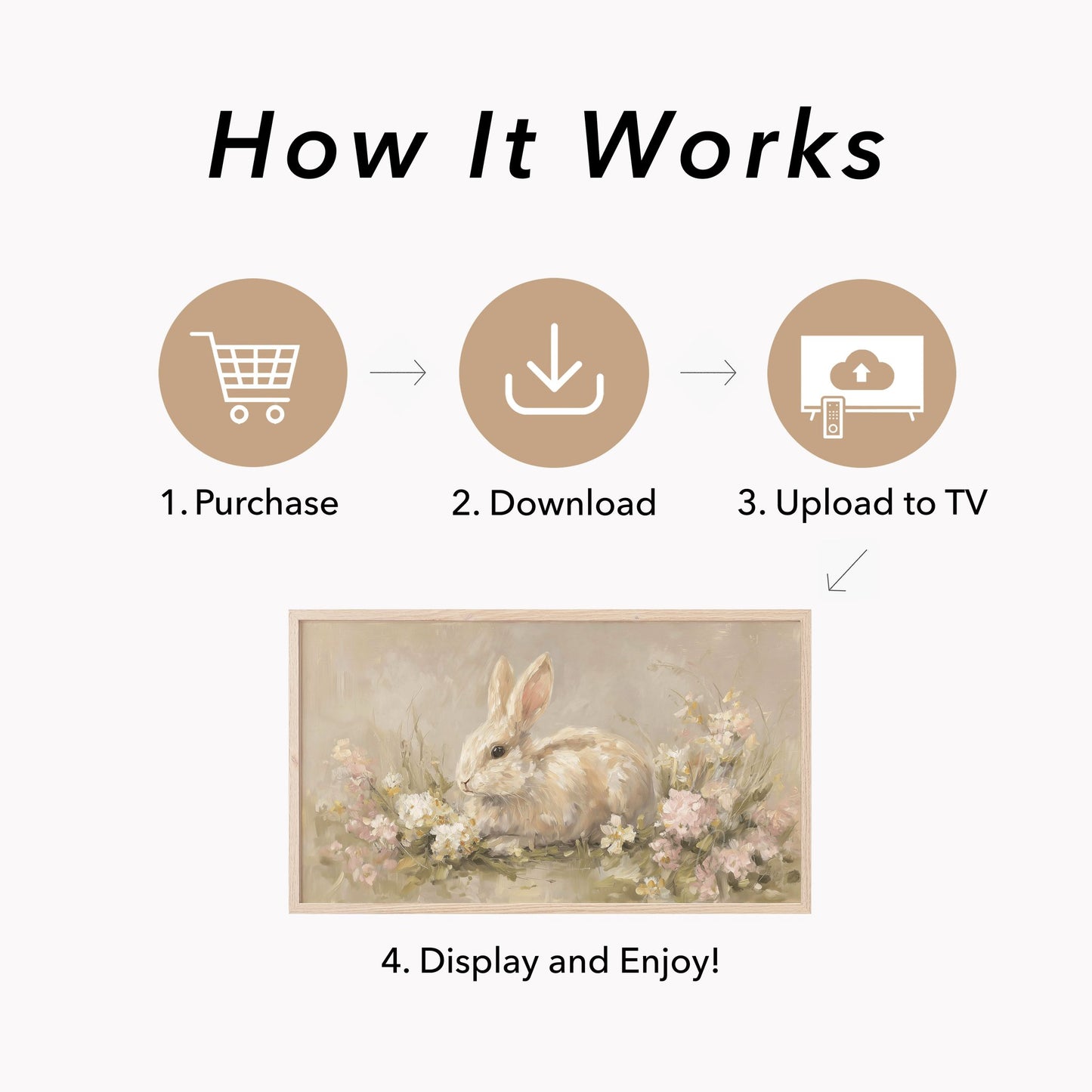 Garden Bunny Frame TV Art displayed on a TV