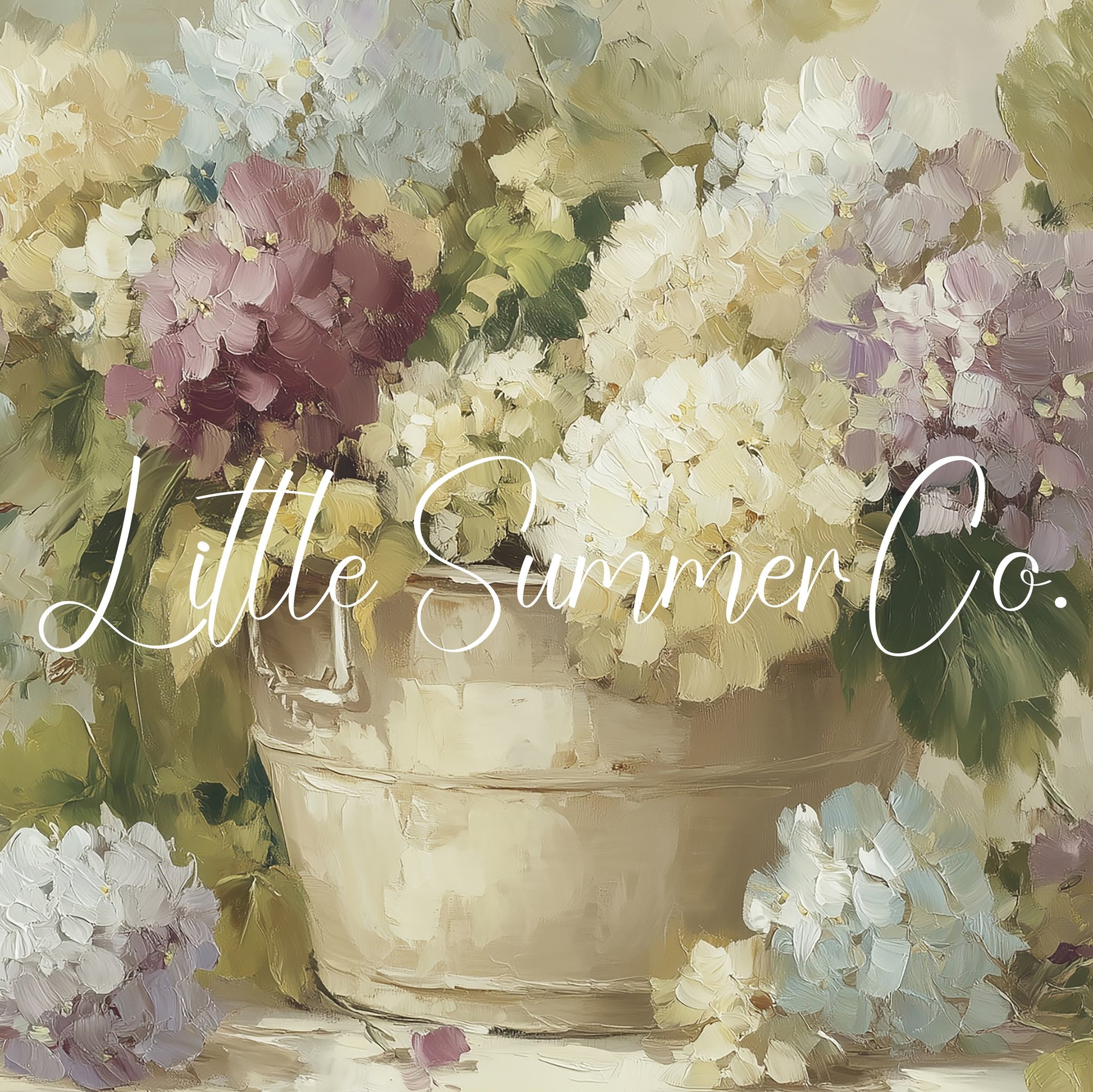 Hydrangeas in Rustic Pot Frame TV Art displayed on a TV