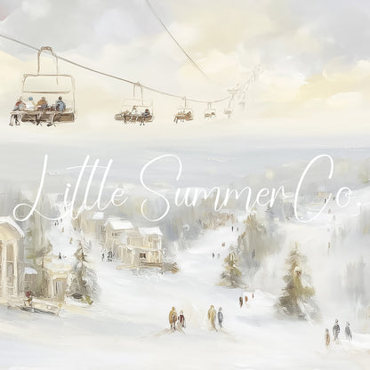 Ski Resort Winter Scene Frame TV Art displayed on a TV