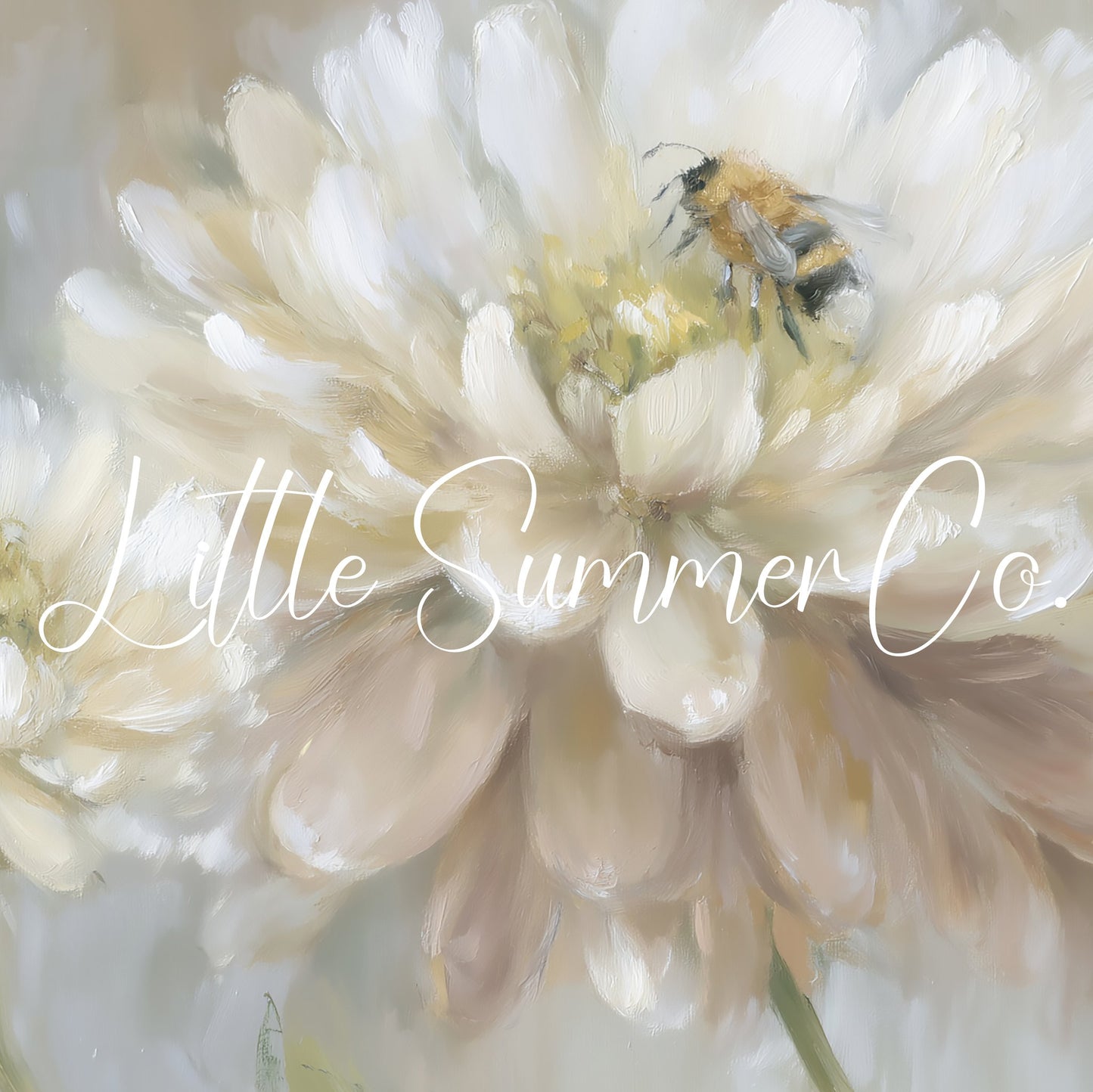 Bee on White Dahlia Frame TV Art displayed on a TV