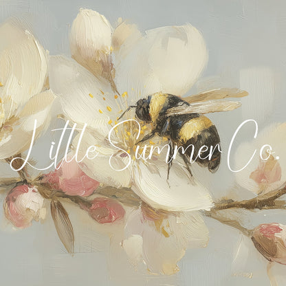 Bumblebee on Blossom Branch Frame TV Art displayed on a TV