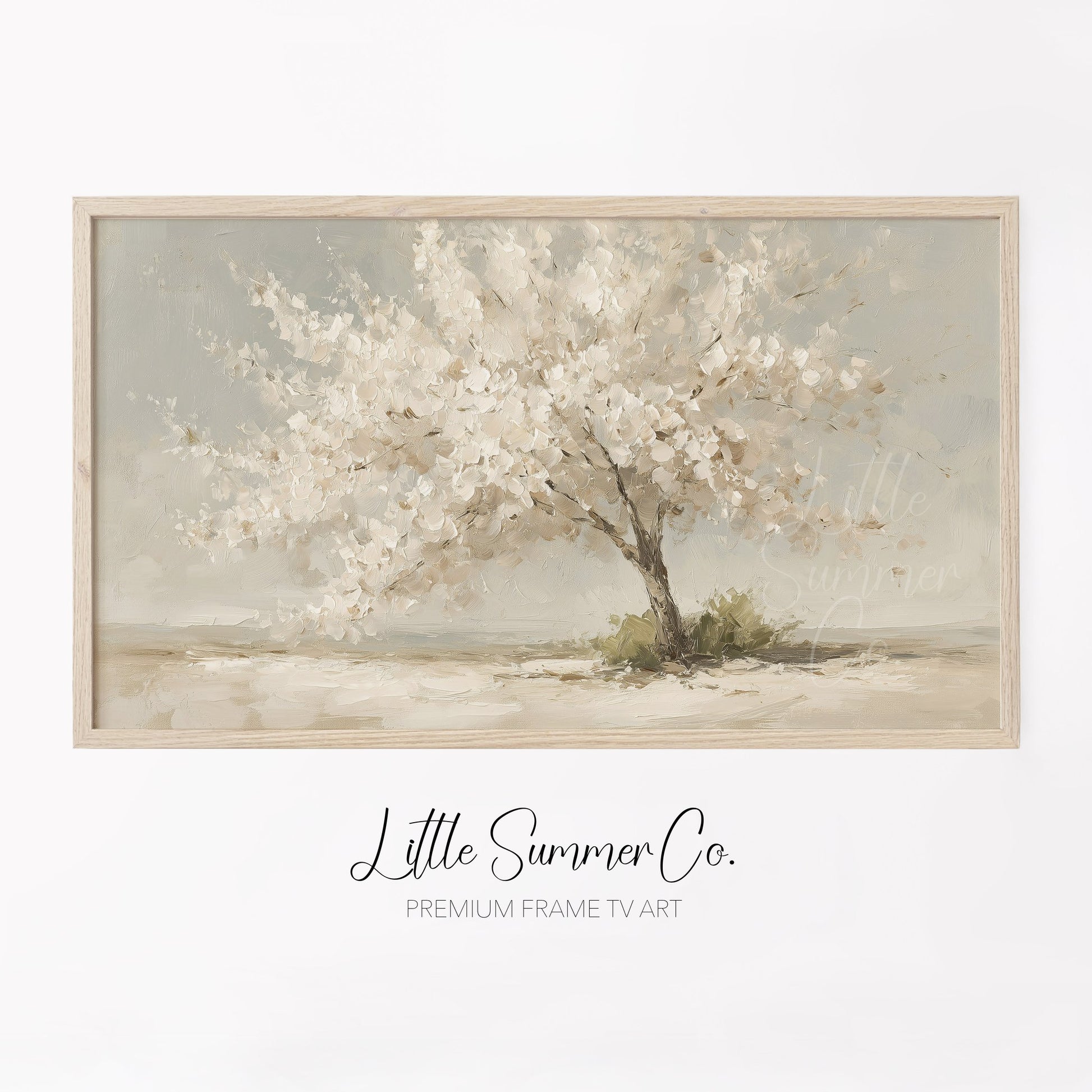 White Blossom Tree Frame TV Art displayed on a TV