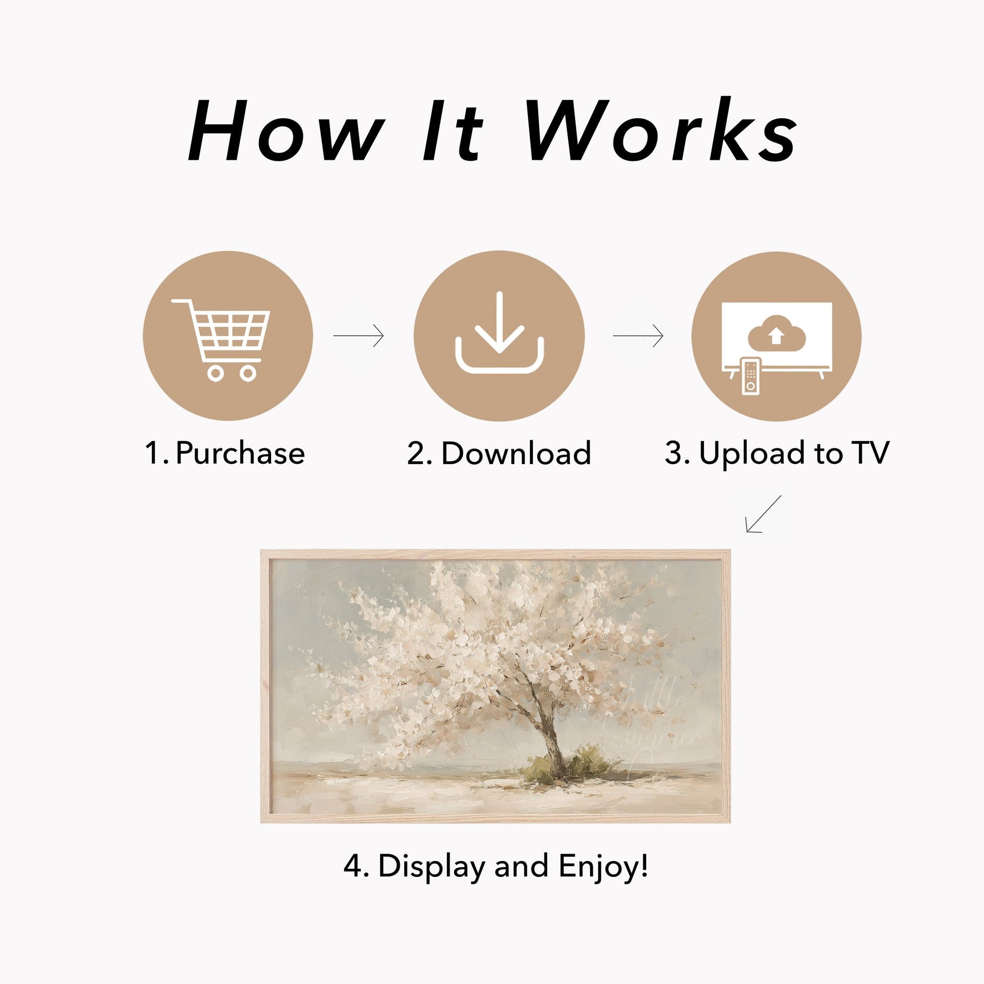 White Blossom Tree Frame TV Art displayed on a TV