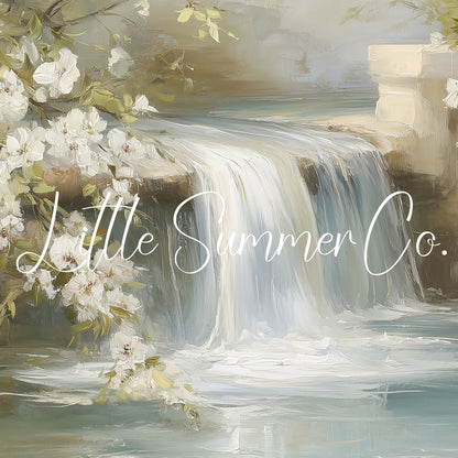 Garden Wall Waterfall Frame TV Art displayed on a TV