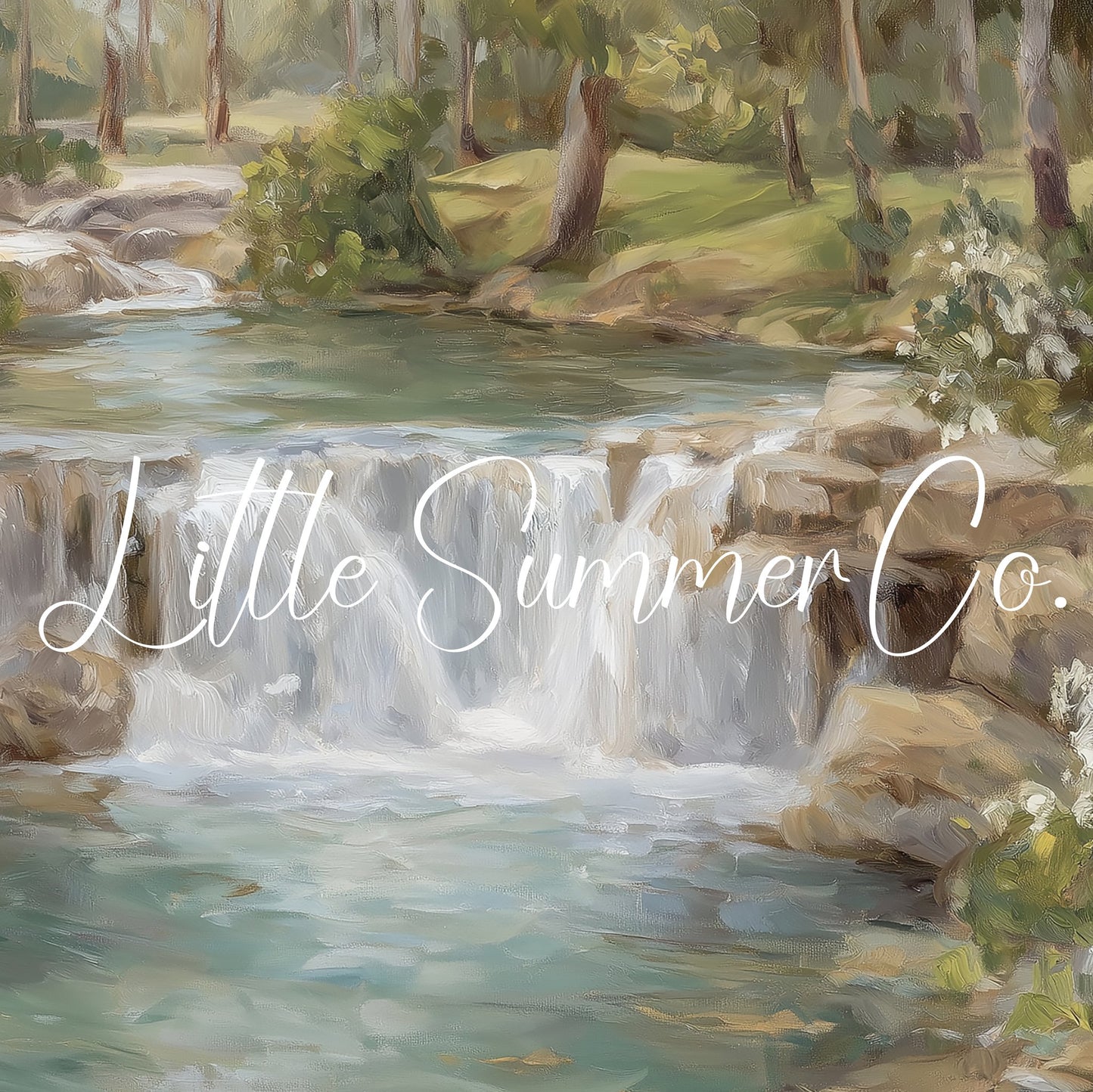 Woodland Stream Waterfall Frame TV Art displayed on a TV