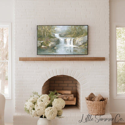 Rocky Cascade Waterfall Frame TV Art displayed on a TV