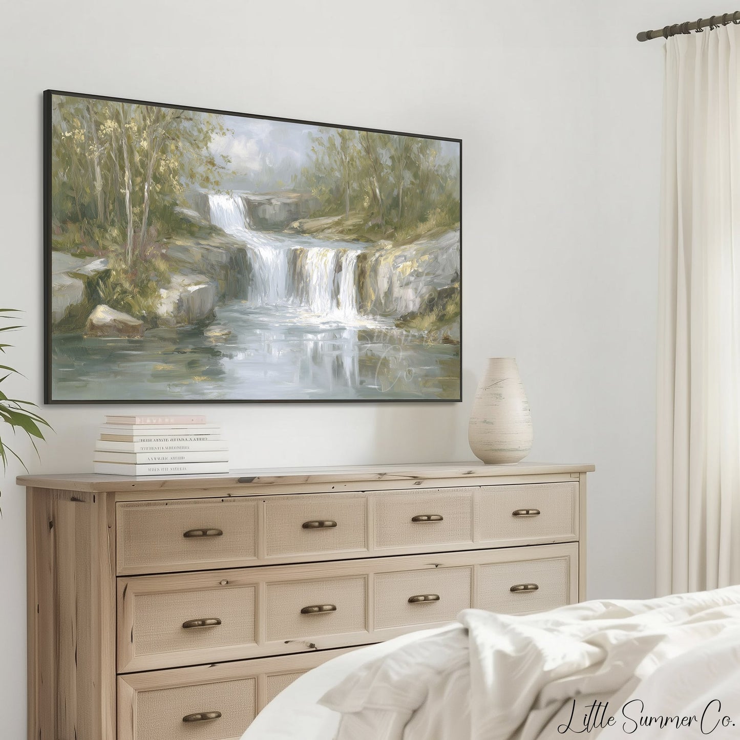 Rocky Cascade Waterfall Frame TV Art displayed on a TV
