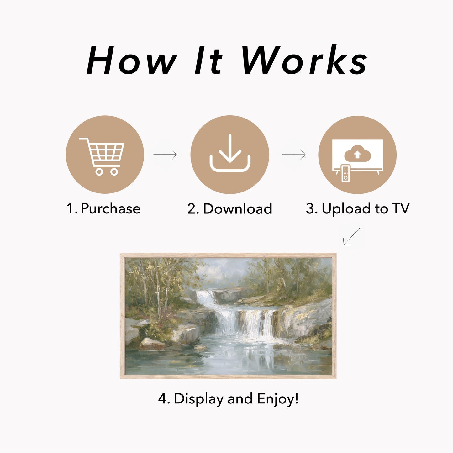 Rocky Cascade Waterfall Frame TV Art displayed on a TV