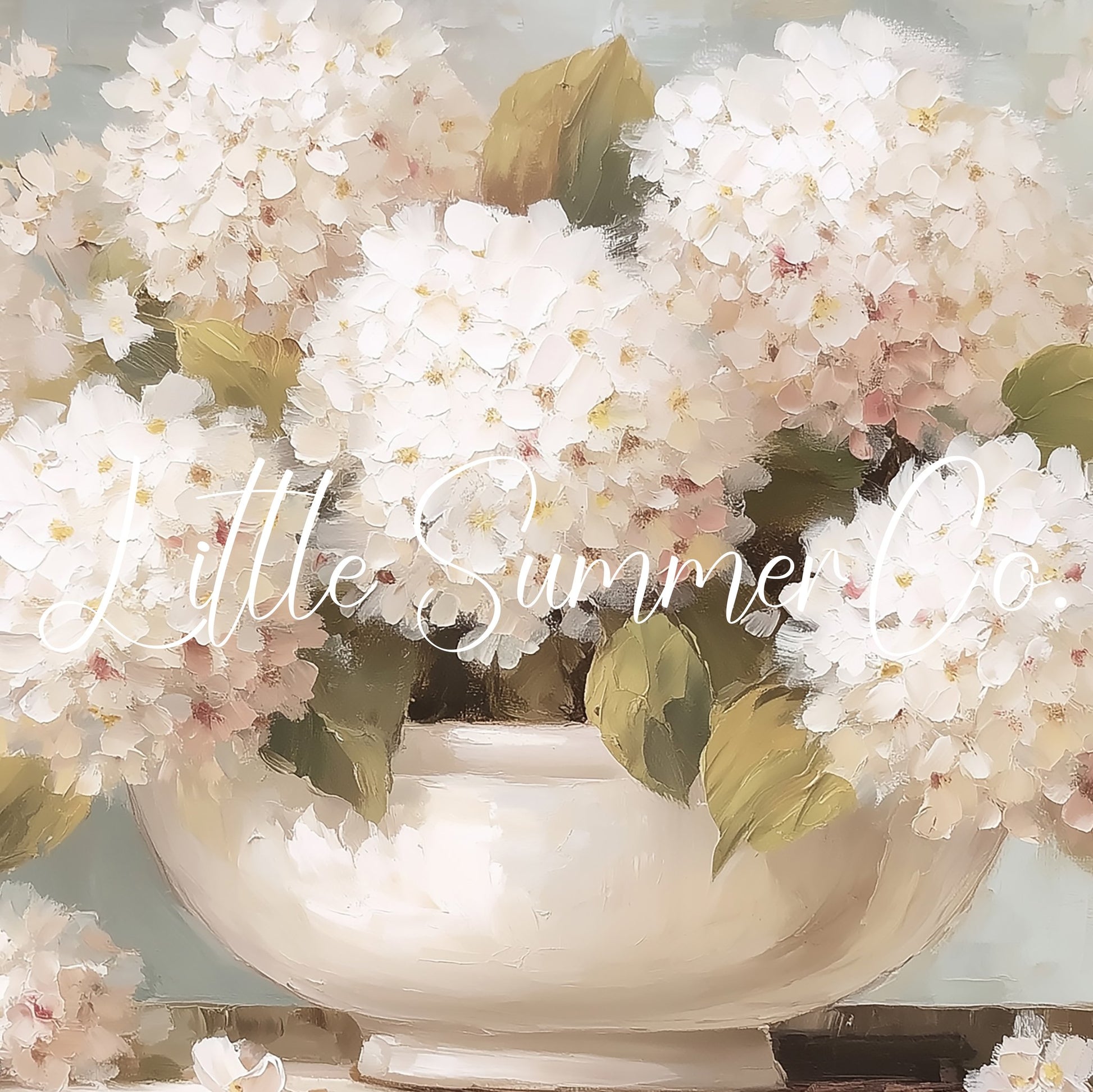 White Hydrangeas in Vase Frame TV Art displayed on a TV
