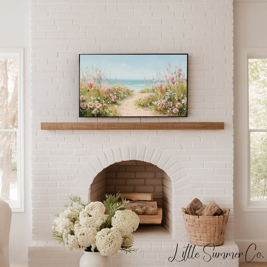 Wildflower Beach Path Frame TV Art displayed on a TV