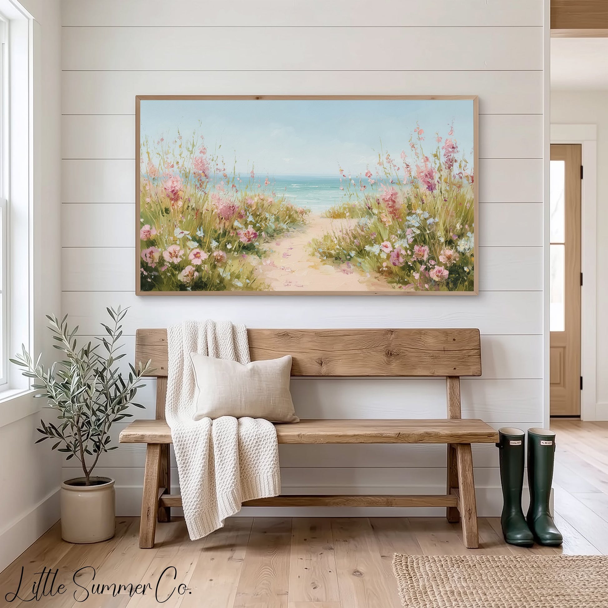 Wildflower Beach Path Frame TV Art displayed on a TV