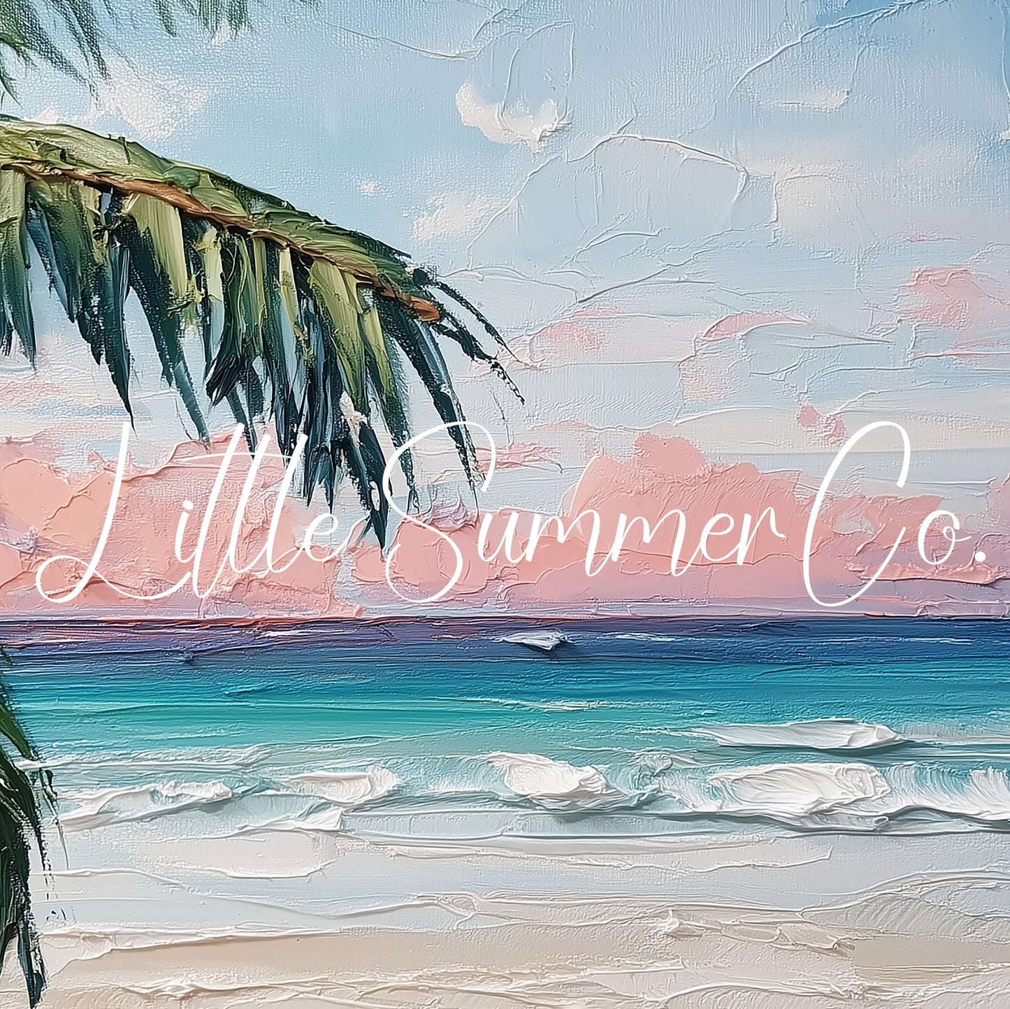 Tropical Beach with Palm Tree Frame TV Art displayed on a TV