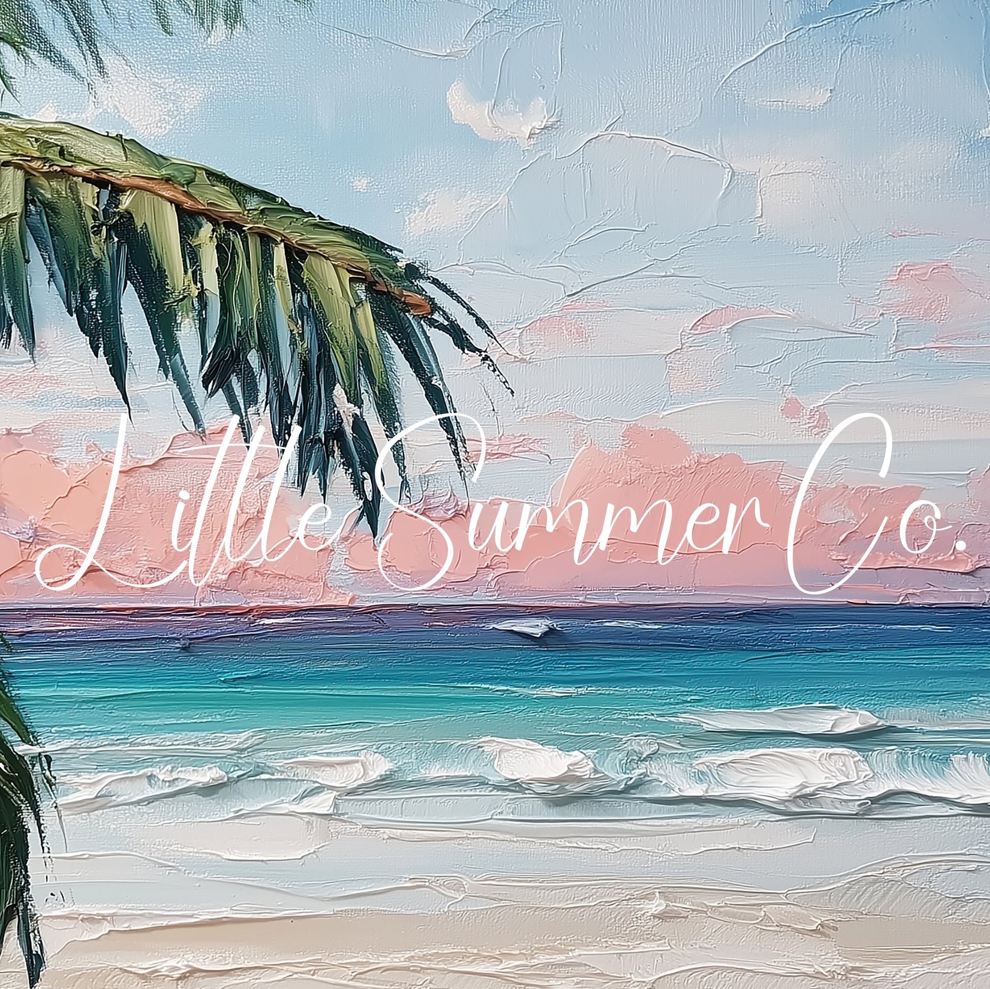 Tropical Beach with Palm Tree Frame TV Art displayed on a TV